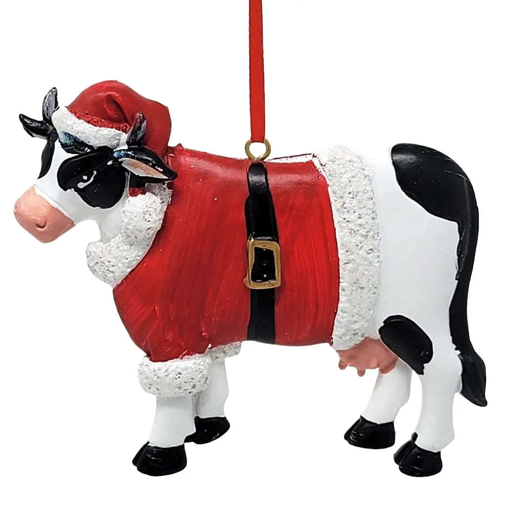 Cow In Santa Suit Ornament