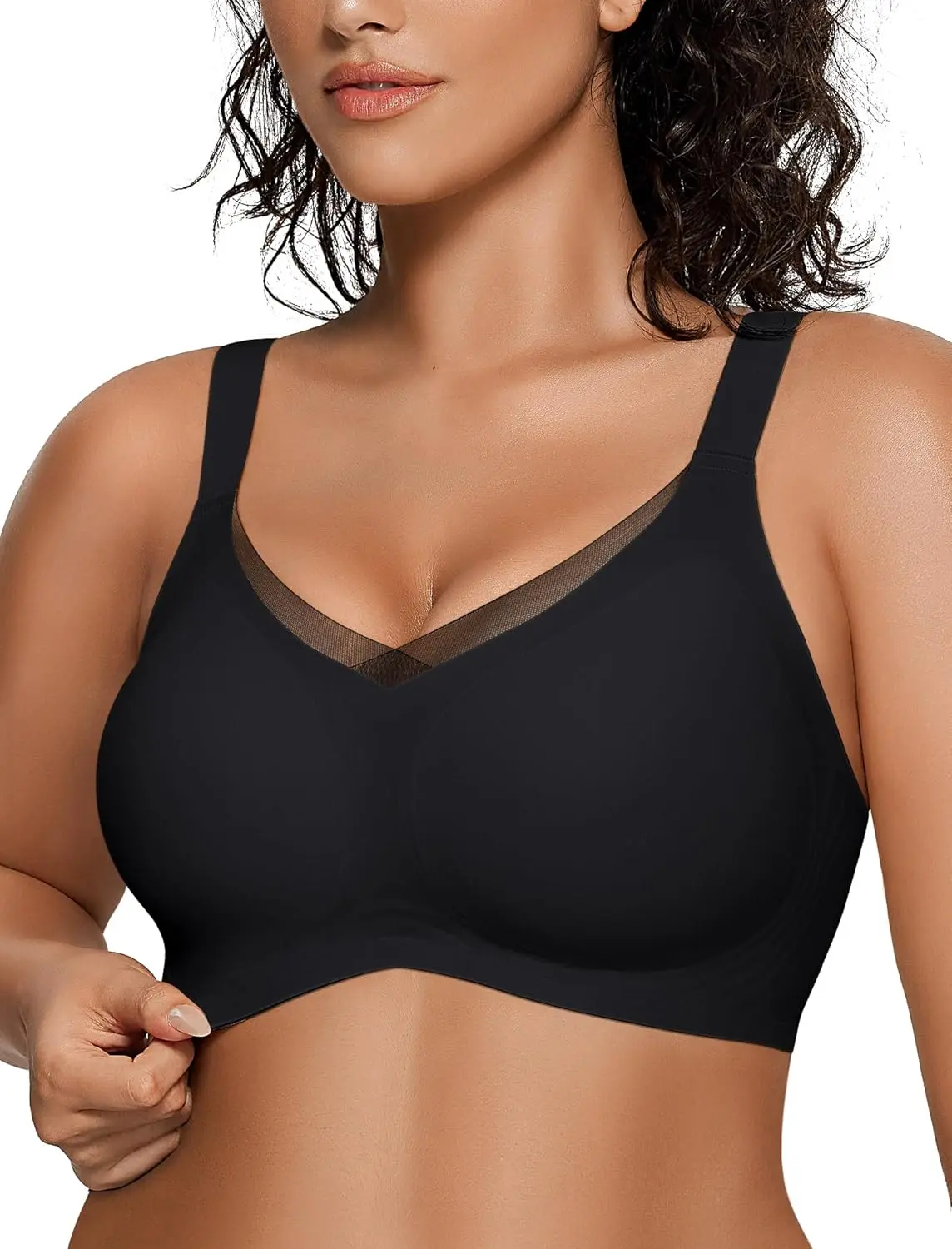 Womens Wireless Jelly Bras V Mesh Comfortable Bralette Supportive Tshirt Bra No Underwire Seamless Push Up Everyday Bras Fit Lingerie