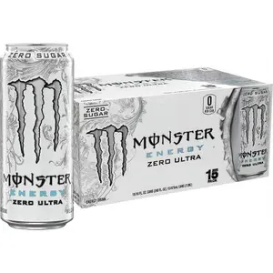 Monster Energy Zero Ultra, Sugar Free Energy Drink, 16 Ounce (Pack of 15)