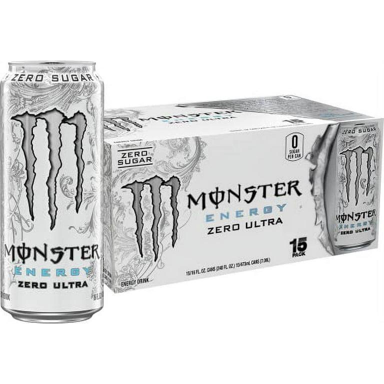 Monster Energy Zero Ultra, Sugar Free Energy Drink, 16 Ounce (Pack of 15)
