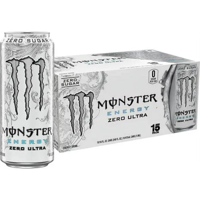 Monster Energy Zero Ultra, Sugar Free Energy Drink, 16 Ounce (Pack of 15)