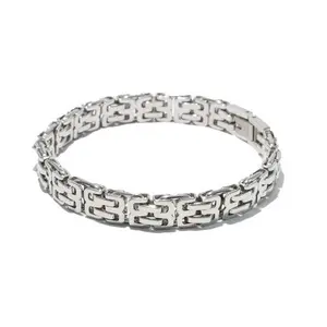 Silver Stainless Steel Flat Bike Chain Bracelet