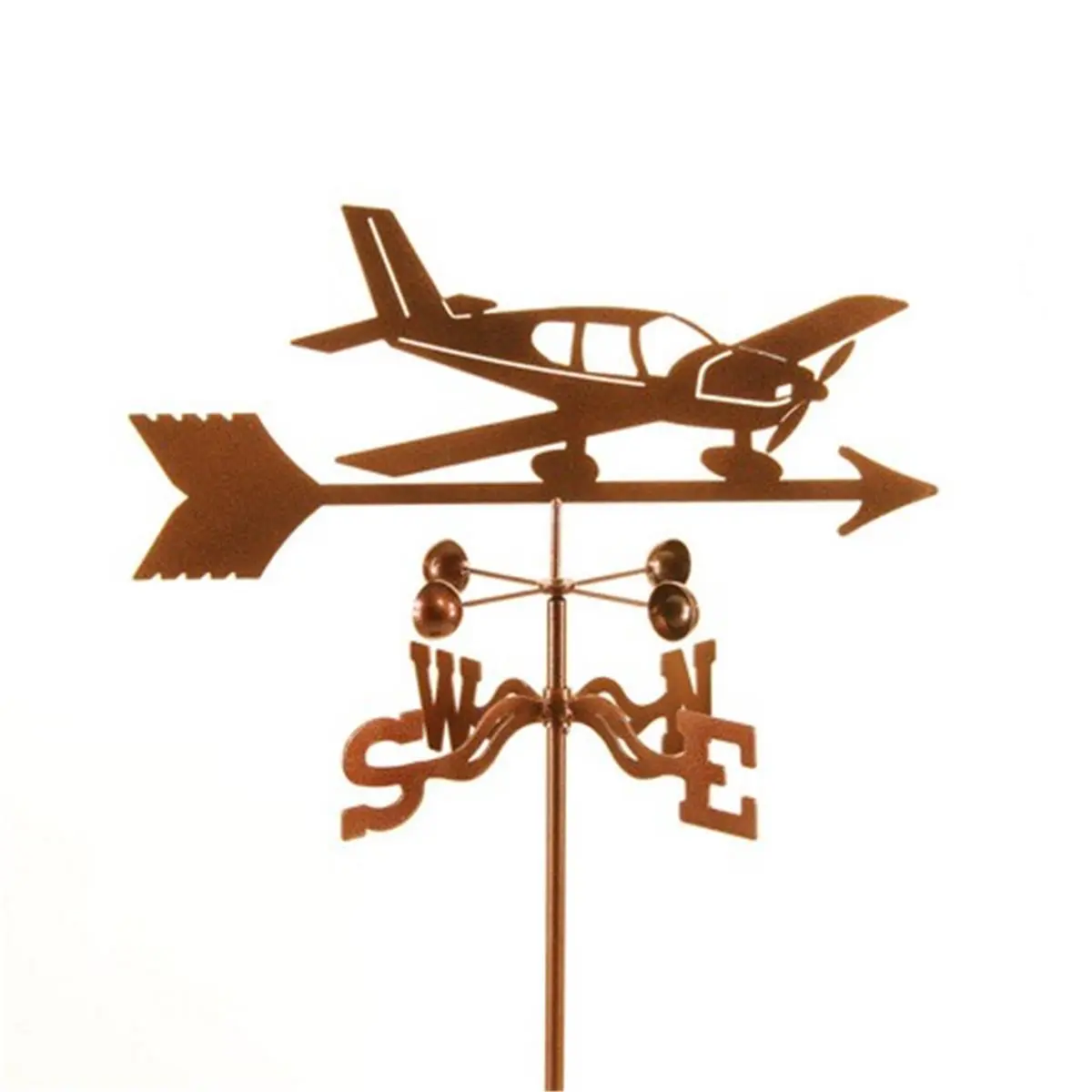 212 MAIN Low Wing Airplane Steel Weathervane (EZ1008-4S EZ Vane) - 25x21x9", Laser-Cut, 4-Sided Mount for Wind Direction Monitoring