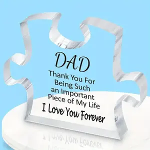Puzzle Shaped Acrylic Plaque, Creative Letter Design Ornament Birthday Gifts for Dad & Party Supplies, Acrylic Desktop Decoration