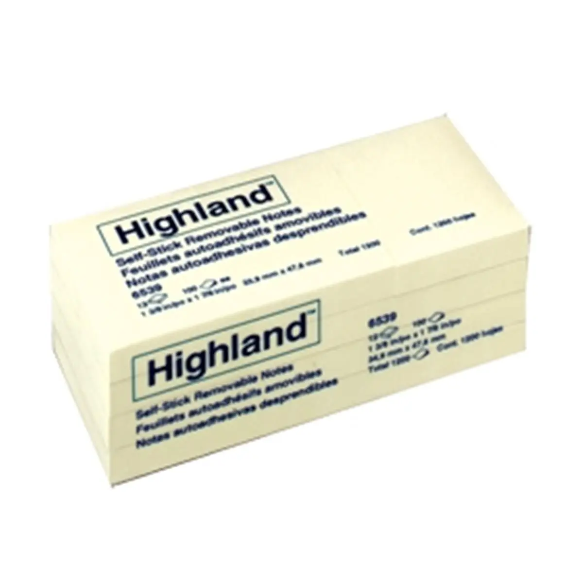 Highland Restickable Plain Paper Notes, 1-1/2" x 2" Size, 12-Pad Pack with Lists Messages Tabs, Office Stationery Supplies (6539)