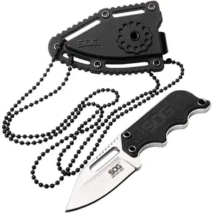 SOG Neck Knife for Men – Lightweight Compact Fixed Blade  Skull Clip