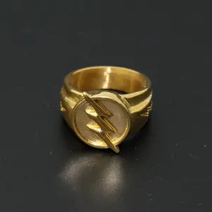 316L Stainless Steel Ring Hip Hop Jewelry Reverse Flash Wear Forever Ring Lightning Gold Ring Role Play Men's Gift
