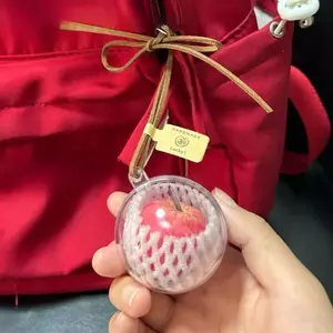 Creative Christmas Gift Fake Apple Keychain Car Hanging Bag Charm Decoration Peace Happiness Present, Festive Accessory