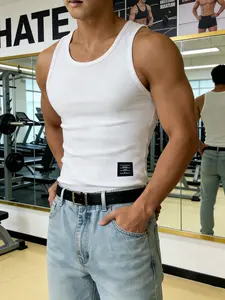 Men's Slim-Fit Ribbed Plain Solid Color Sleeveless Tank Top, Workout Tank Tops, Minimalist Essential for Casual Daily Wear & Gym Workouts, Perfect for Layering or Solo Wear, Breathable & Stretchy for All-Day Comfort
