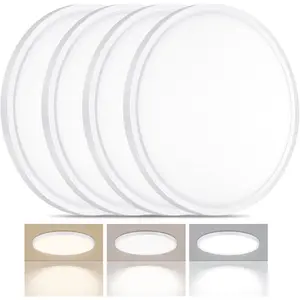 4 Pack LED Flush Mount Ceiling Light 24W Ultra Thin Round White 3000k/4000k/6500k 3 Adjustable Color Temperatures 12 Inch Modern Ceiling Lights for Bedroom Bathroom Kitchen Wired