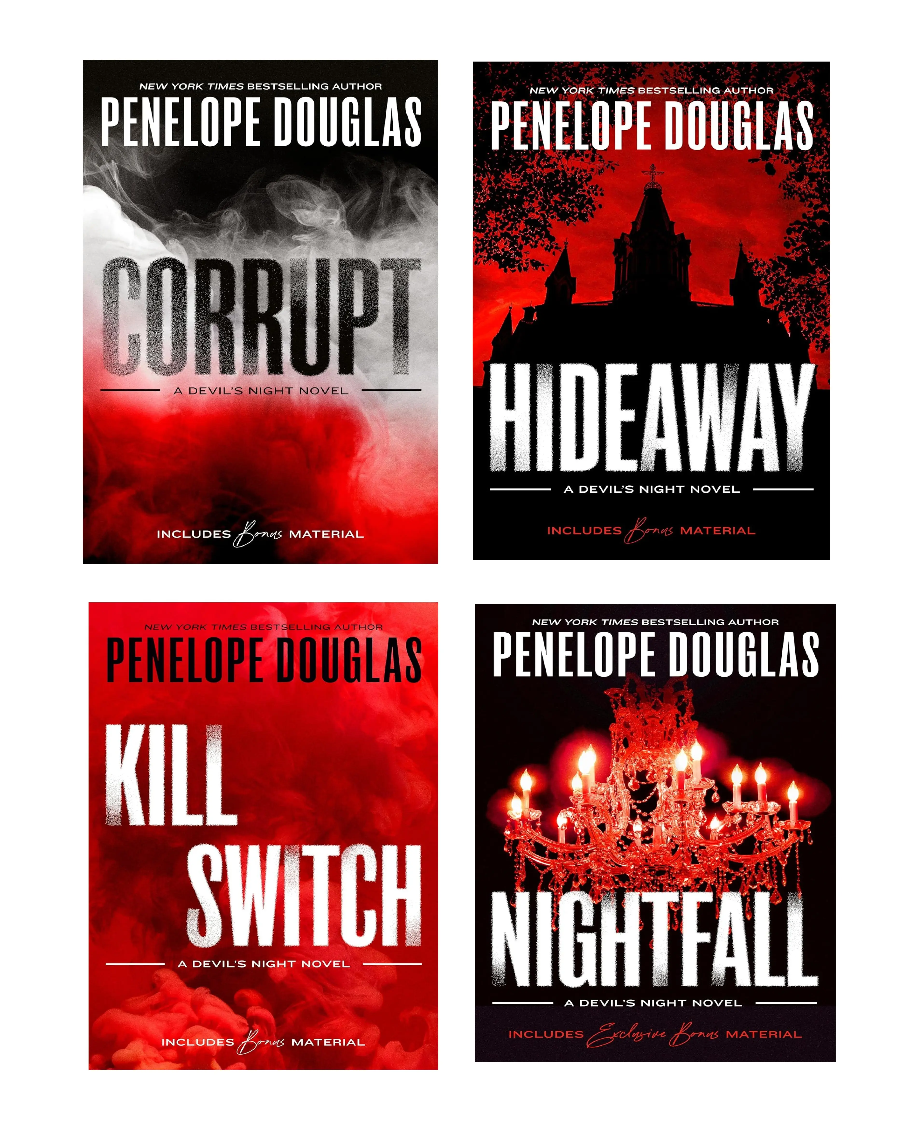 Devil's Night (4 book series) A STANDALONE dark Romance Novel by Penelope Douglas : Corrupt - Hideaway - Kill Switch - Nightfall (Paperback) Novel Books, Berkley