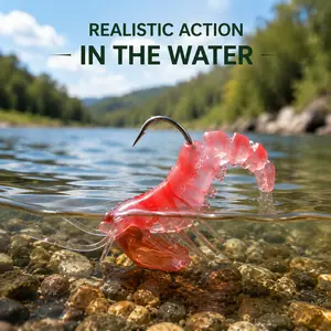 10cm 18g Luminous Anti-stuck Shrimp Baits, Soft Tear-resistant Reusable Fishing Tackle, Super Realistic Shrimp Appearance, Strong Fish Attraction Suitable for Complex Underwater Environment