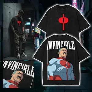 Omni Man Invincible War Comic Washed Tee, TV Show Comics Washed Tshirt Heavyweight Cotton, Unisex Shirt Menswear Top