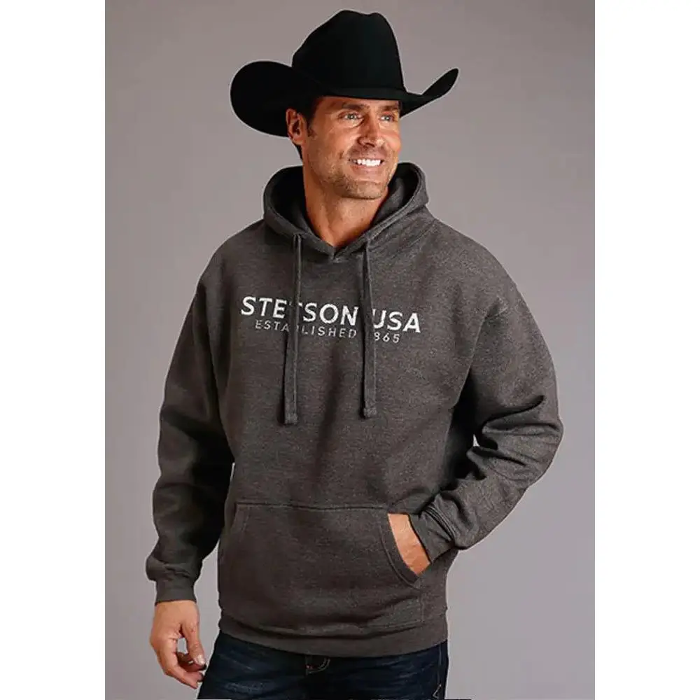 Stetson USA Distressed (Grey) - Men's Hoodie Sweatshirt