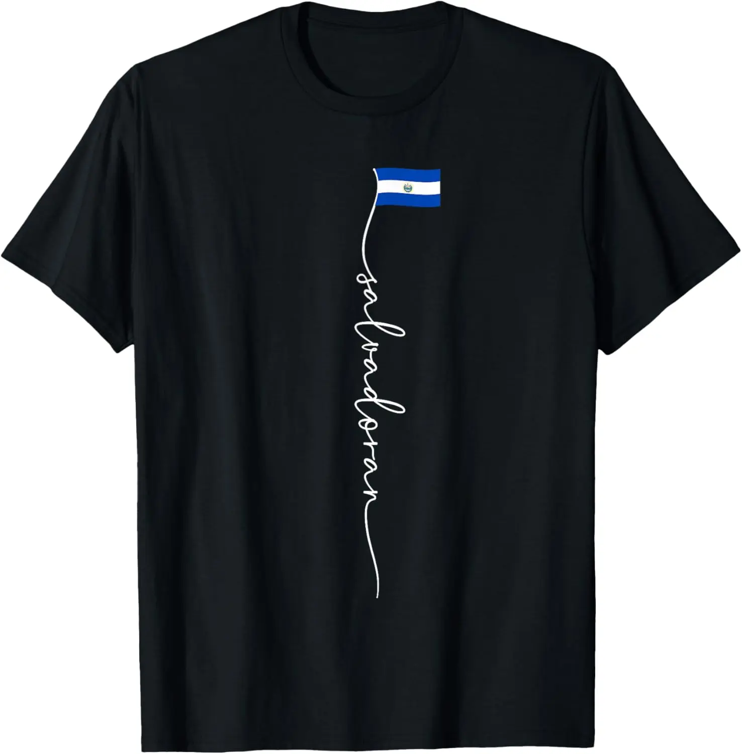 Graphic T-Shirt for Women in 100% Cotton, Casual El Salvador Flag Print, Round Neck Short Sleeve, Soft Lightweight Breathable Fabric
