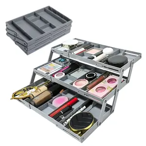 3-Tier Expandable Multi-Level Drawer Organizer - Extra Large Storage, Collapsible Smart Organizer for Jewelry, Makeup, Office Supplies, Kitchen(1 Row 3 Tier) Room Boxes Lightweight Adjustable storage makeuporganizer