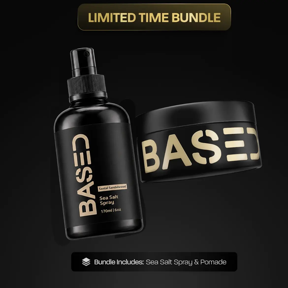 BASED Texture Essentials Bundle: Texturizing Powder & Sea Salt Spray - Lightweight Volume, Matte Finish, Natural Texture with Kelp & B5, Medium Hold for Short to Medium Hair, Paraben Free