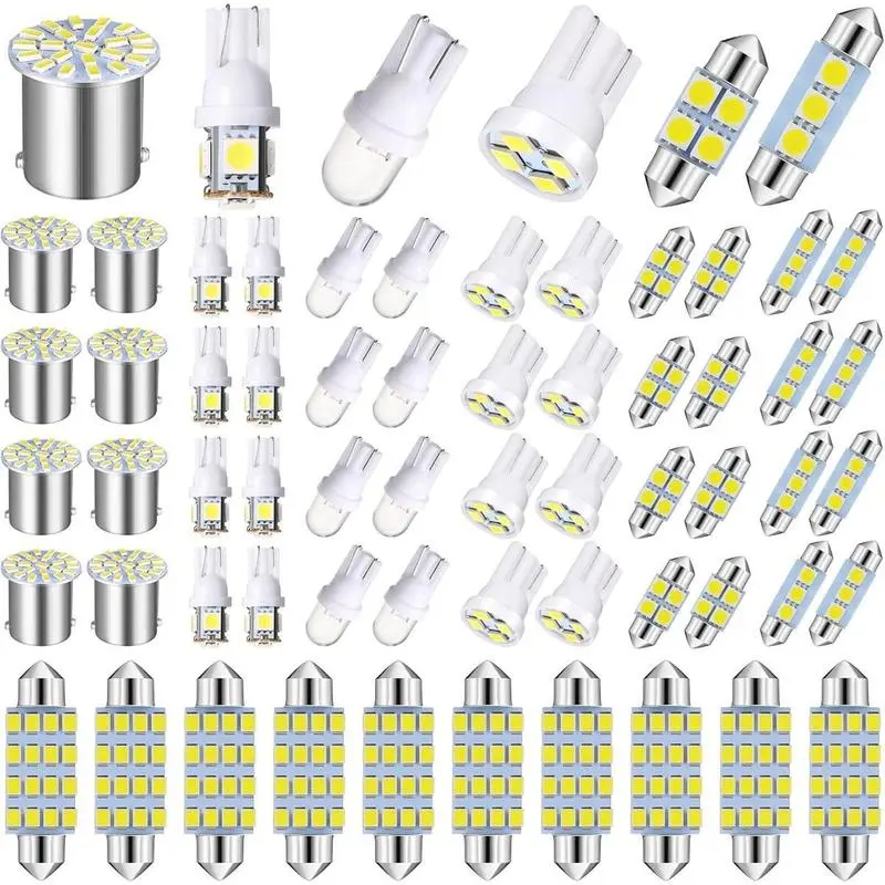 70 Pcs LED Car Bulb Kit, Auto Interior Lights, Dome Light 31mm 36 mm 41 mm T10 Bulbs, Super Bright Festoon Bulb Set, Vehicle Indoor Map Dome Trunk Cargo Door Courtesy License Plate Light