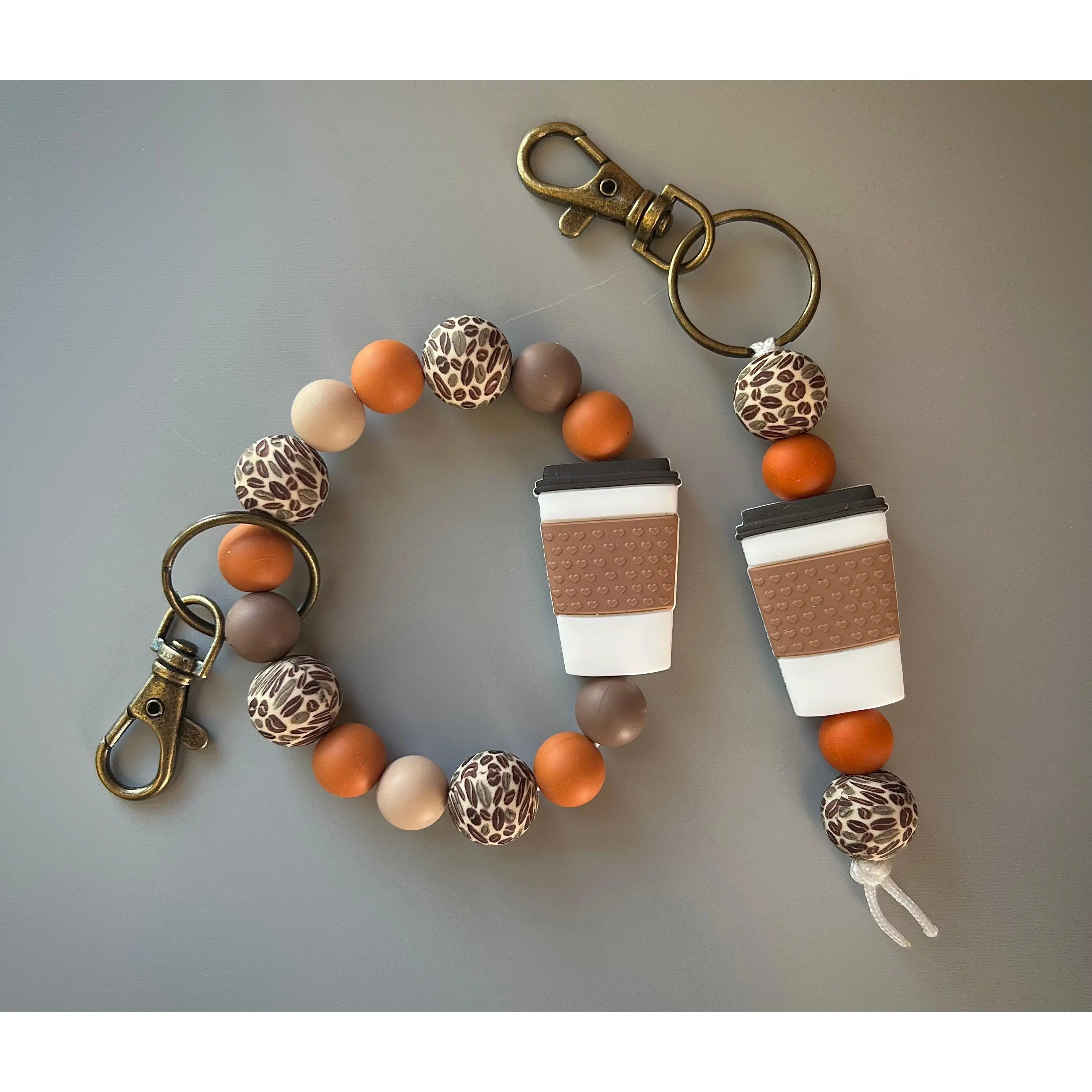 Coffee Bean Keychain Set Orange/Brown
