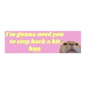 I'm Gonna Need You to Step Back a Bit Hun | Bumper Sticker AND Magnet | Funny Meme Sticker | 8.7'' X 2.7'' | Waterproof Premium Quality