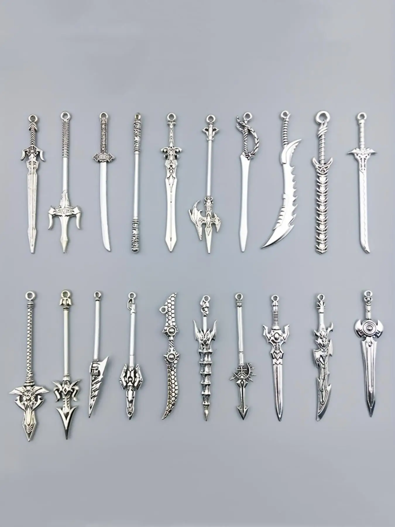 Mixed Size & Style Sword Design Alloy Pendant, 20pcs DIY Jewelry for Necklace Bracelet Making, Fashion Trendy All-match & Exquisite Jewelry for Birthd