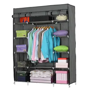 Gray 5-Layer 12-Compartment Non-Woven Fabric Wardrobe Closet Armoire, Portable Foldable Freestanding Storage Cabinet, Large-Capacity Clothes Organizer for Bedroom Dorm Closet Organization (133x46x170cm)