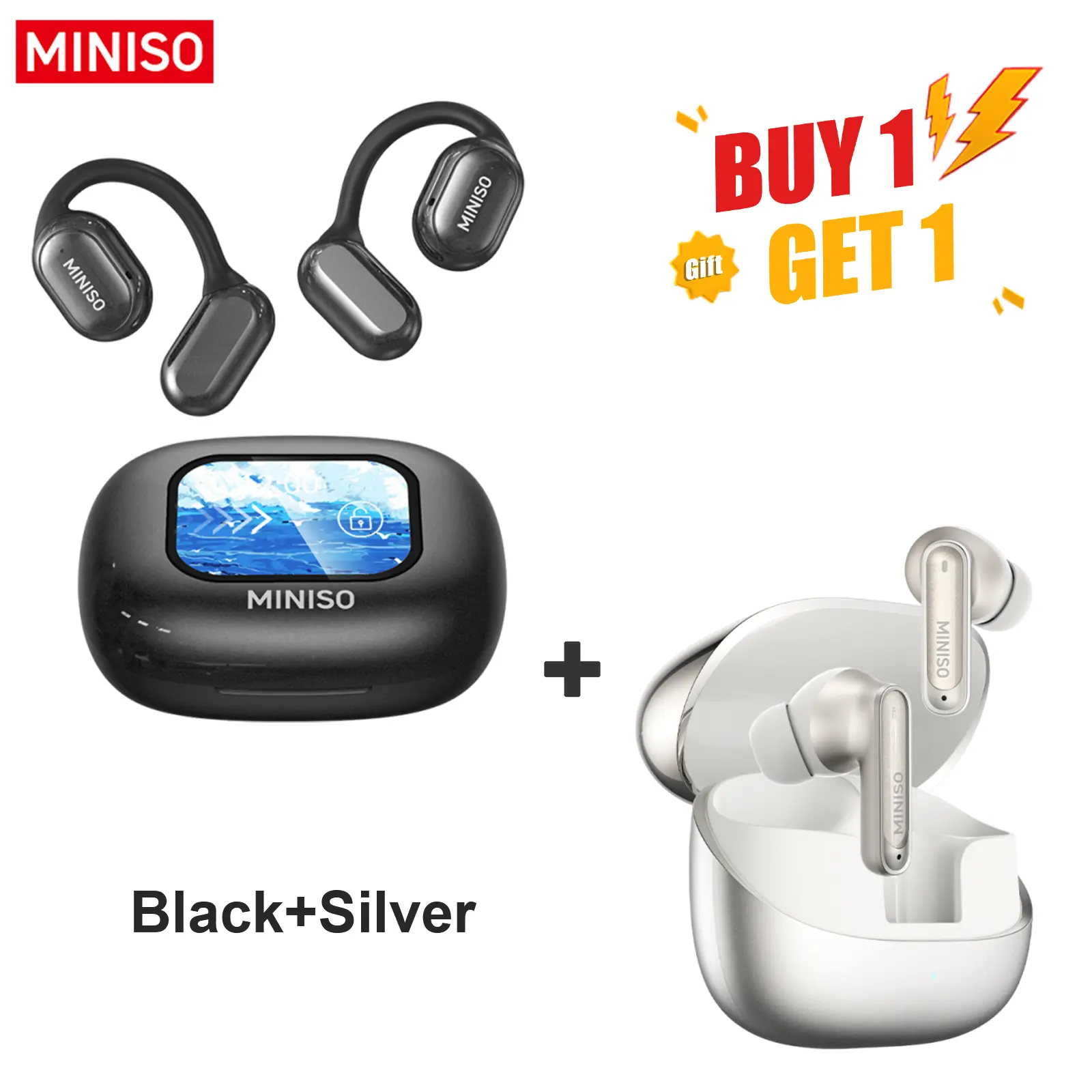Headphones Black+Earbuds Silver