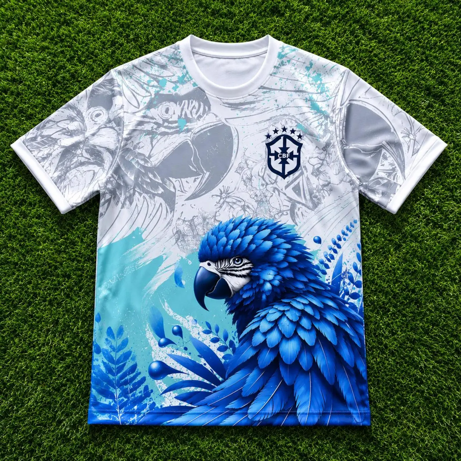 Blue Macaw Brazil Soccer Jersey, Tropical Parrot Football Shirt, Unisex Sports Tee