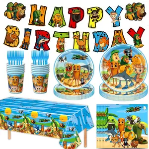 New Mountain Sea Classic Fantasy Theme Kids Birthday Party Disposable Paper Plates Napkins Cups Set, Party Supplies for Children