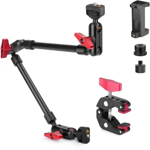 22in Magic Arm with Clamp, Long Articulating Arm Camera Mount, Adjustable Phone Mount Holder 360? Rotation, Mic Arm for Microphone, LED Lights, for , Tripod, Desk, Table