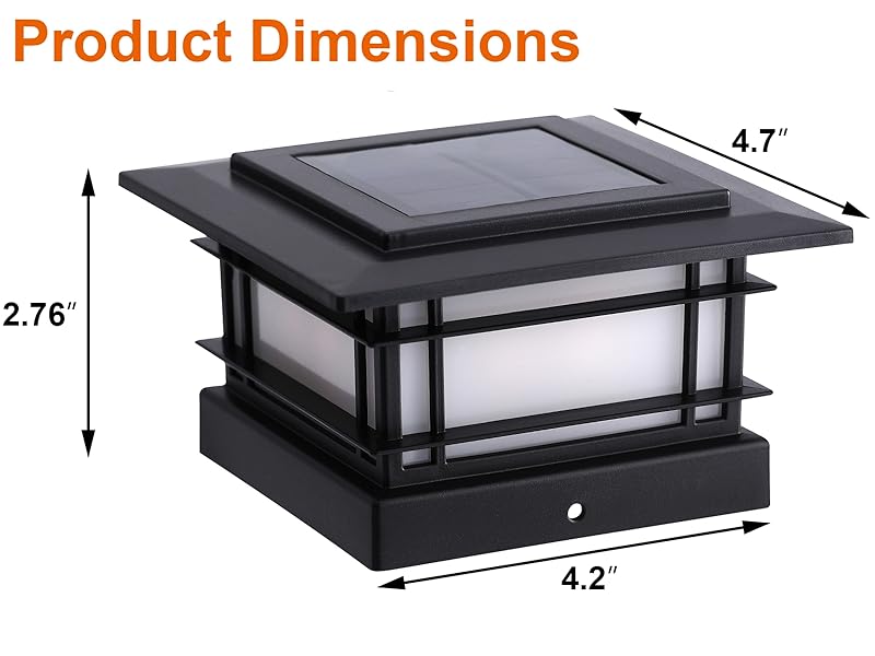 4x4 Solar Post Cap Lights Outdoor with Flickering Flame Light, Black Shell Fence Post Solar Lights Fit 4x4 Vinyl/Wooden Posts, Brightness LED Lighting Decor for Garden Deck Patio, 2 Pack