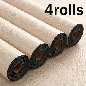 4 rolls of self-adhesive retro wood grain pattern floor stickers, peel and stick, thickened and anti-slip, removable self-adhesive floor stickers, suitable for home decoration, living room, kitchen, and bathroom, easy to cut for DIY