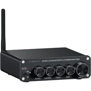 BT30D  5.0 Stereo  Receiver Amplifier 2.1  Mini Hi-Fi Class D Integrated Amp 50 Watt x2+100 Watt for  Outdoor Passive Speakers/Subwoofer  Subwoofer