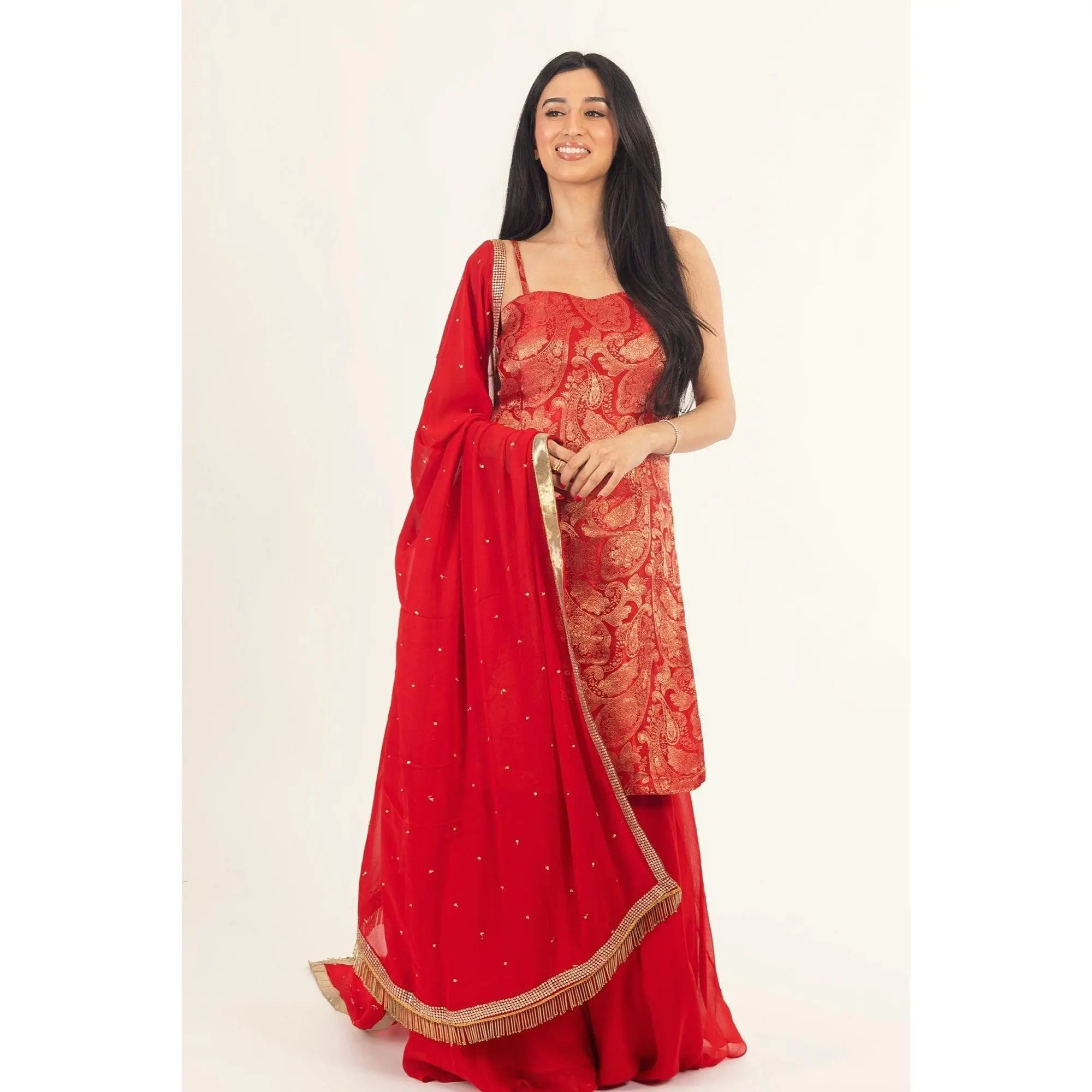 Maya Banarasi Silk Red Salwar Kameez