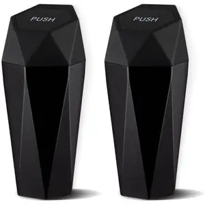 Car Trash Can with Lid 2 PCS Automatic Portable Trash Can 600ml Press-Top Acrylonitrile Butadiene Styrene Diamond Cut Shape Leakproof Waterproof Washable for Car Home Office