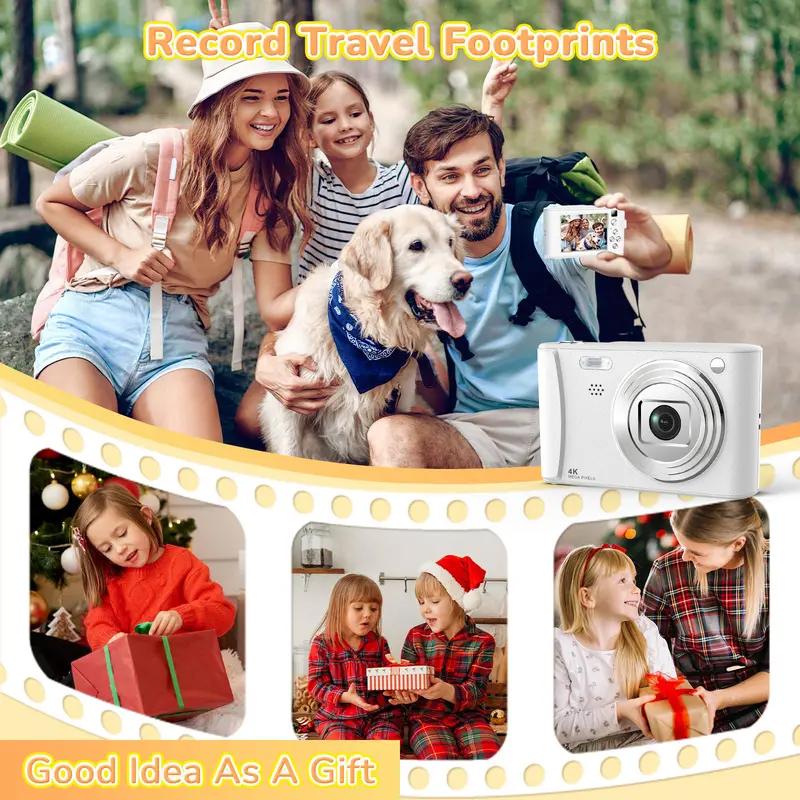 Digital Camera for Photography Vlogging Video Camera with 2.4'' Screen 64GB SD Card Point, Shoot Compact Travel Vintage Cameras excellent gift for Birthday and Back-to-School Gift, Christmas Gift