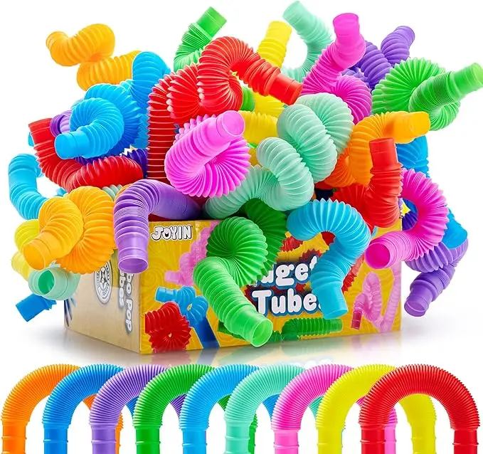 18-Pack Phthalate-Free Non-Toxic Plastic Flexible Sensory Fidget Bundle for Toddlers - 9 Bright Colors, Stretch-Bend Design with Satisfying Rustling Sound, Relieve Anxiety Tool, Classroom Rewards