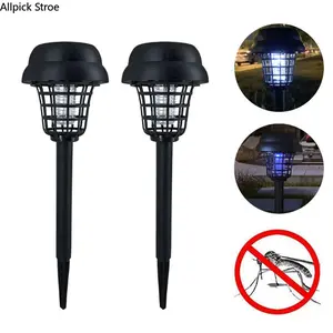 2PCS Solar Mosquito Killer Lights, Outdoor 2-in-1 Bug Zapper and Garden Path Lights for Patio, Backyard, Courtyard and Camping, Waterproof Insect Repellent Lamps
