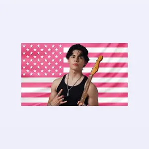 1pc, Mora Pink American Flag Tapestry - Rising Music Artist Wall Decor - Aesthetic Dorm Room Banner Gift for Fans