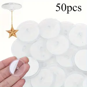 YITAP 50-Piece Mini Transparent Ceiling Hooks, Self-Adhesive Strong Hooks, Seamless Flag-Hanging Hooks for Christmas Party, Wall-Mounted Storage Hooks, DIY Home Decor
