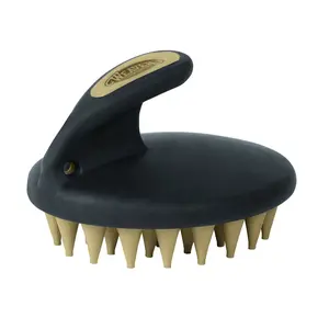 Weaver Leather Palm Curry Comb - Ergonomic Horse Grooming Tool for Reduced Hand Fatigue Black/Beige
