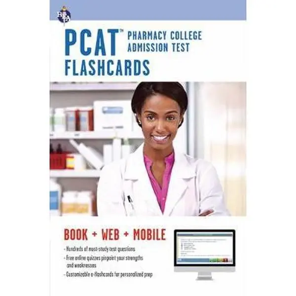 USED Book - PCAT (Pharmacy College Admission Test) Flashcard Book + Online (PCAT Test Preparation) by Editors of REA (Paperback) - english