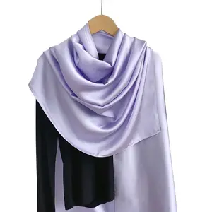 NWT Long Soft Satin Silk Scarf 32"x72" Rectangle Shawl Wrap Gray 6494