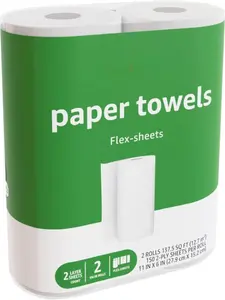 2-Ply Flex-Sheets Paper Towels, 2 Basics Rolls = 6 Regular Rolls, Everyday Value with 150 Sheets per Roll, Packaging May Vary