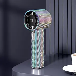 Luxury Full Diamond Portable Handheld Mini Glitter Fan, USB-C Charging Turbo Fan, Adjustable Speed Silent Fan, Summer Gift Box