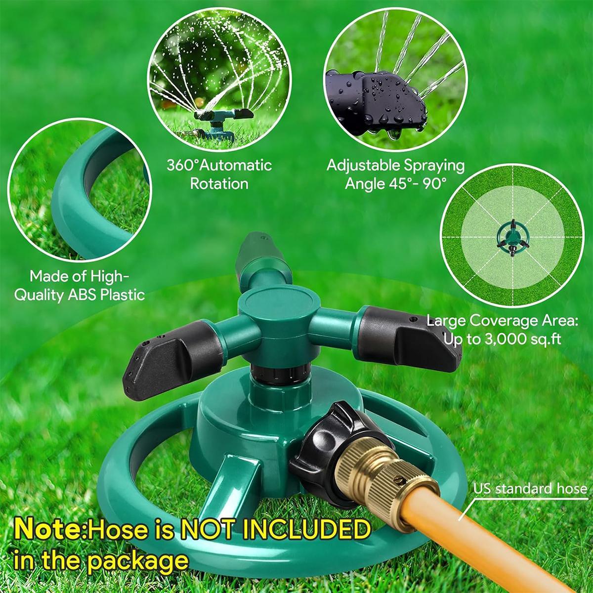 360° Rotating Lawn Sprinkler, Large Area Yard Watering Device, Outdoor Garden Sprinkler for Lawn Irrigation, Water Play Sprinkler for Kids & Pets