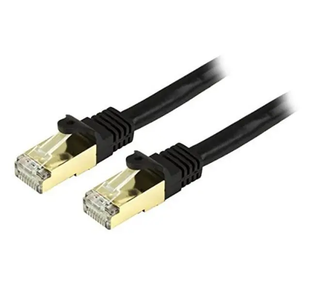 Startech C6ASPAT15BK Ethernet Cable - 15 ft. Black Network Patch Cable with 100% Copper Copper Wire, RJ45 Jacks, Snagless Clips, 10GBASE-T Ethernet Compatibility