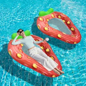 Strawberry Inflatable Float Bed, Mother's Day Gift, Family Kids Pool Toy, Beach Vacation Essential, Summer Festival Christmas Present
