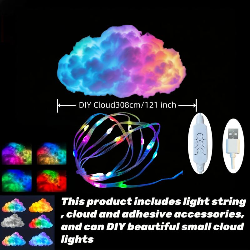 3D Thunder Cloud LED Night Light, Music Sync, Bedroom Game Room Party, USB Powered, Wall Ceiling Mount, Dreamy Ambiance Lighting