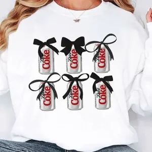 Diet Coke Sweatshirt Coquette Bow Shirt, Trendy Shirt for Girls, Dollette Y2K Aesthetic, Gift for Daughter Coquette Ribbon Diet Coke Meme, Preppy shirts